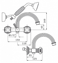 Cezares Смеситель OLIMP-VD-01-O для ванны с душем – фотография-2