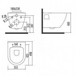 Creavit Унитаз подвесной SINGLE TP325.A0100 красный – фотография-4