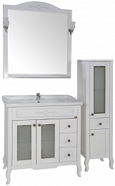 ASB-Woodline Зеркало для ванной Флоренция Квадро 80 патина, серебро, массив ясеня – фотография-2