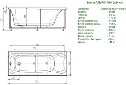 Aquatek Акриловая ванна Альфа 170x70 R с экраном – фотография-4