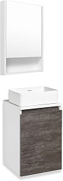 Runo Мебель для ванной Бари 40 R Duo подвесная железный камень/белая – фотография-1