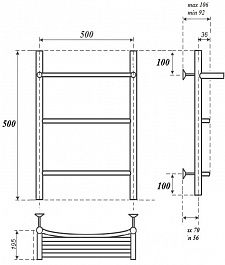 Point Полотенцесушитель водяной П2 500x500 PN04155P с полкой хром – фотография-3