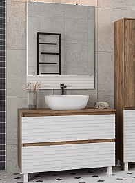 Brevita Мебель для ванной Dakota 100 дуб галифакс олово/белая – фотография-1
