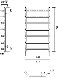 Domoterm Полотенцесушитель Лаура П7 500x700 золото – фотография-4