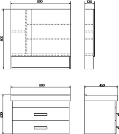 Comforty Мебель для ванной Никосия 80П подвесная дуб темный – фотография-15