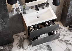 Акватон Мебель для ванной Сохо 75 подвесная дуб веллингтон/графит софт – фотография-6