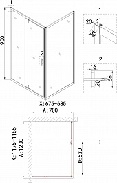 Niagara Душевой уголок Nova 120x70 NG-43-12AG-A70G – фотография-8