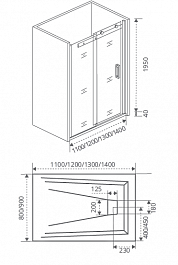 Good Door Душевое ограждение Galaxy WTW-140-C-CH  – фотография-3