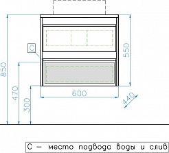 Style Line Тумба с раковиной Монако 60 Plus осина бел/бел лакобель – фотография-10