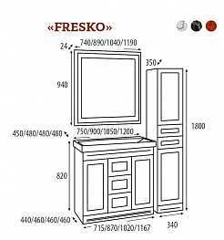 Misty Тумба для умывальника Fresko 90 черная краколет – фотография-2