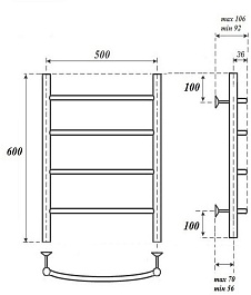 Point Полотенцесушитель водяной Афина П4 500x600 PN04156BR бронза – фотография-3