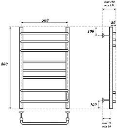 Point Полотенцесушитель электрический Сатурн П8 500x800 PN90858B черный – фотография-5