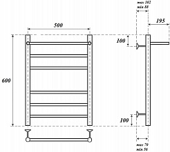 Point Полотенцесушитель электрический П5 500x600 PN10156PE с полкой хром – фотография-4