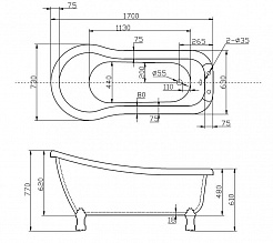 BelBagno Акриловая ванна BB20-ORO, ножки BB-LEG-LION-ORO – фотография-4