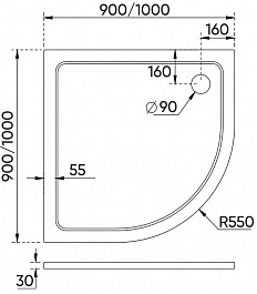 Veconi Душевой поддон Tezeo stone TZ-10 90x90 белый – фотография-3