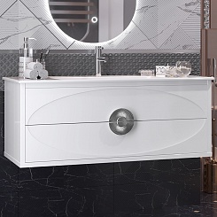 Opadiris Мебель для ванной Ибица 120 с овальным зеркалом подвесная белая/хром – фотография-6