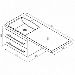 Aquanet Тумба с раковиной Верона 120 R подвесная черная – фотография-3