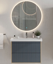 Onika Мебель для ванной Дайлер 80 подвесная графит/дуб сонома – фотография-1
