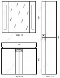  Зеркальный шкаф "Point 80" красный – фотография-6