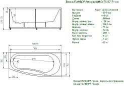 Aquatek Акриловая ванна Пандора 160x75 R с экраном – фотография-4