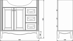 ValenHouse Тумба с раковиной Эллина 85 белая, фурнитура золото – фотография-6