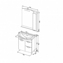 Aquanet Мебель для ванной "Асти 75" черная, с б/к (180322) – фотография-5
