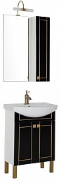 Aquanet Мебель для ванной "Честер 60" черный/золото (186336) – фотография-4