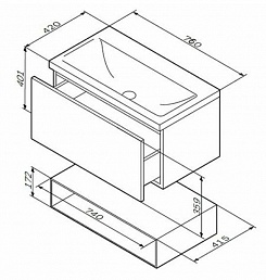 Am.Pm Тумба с раковиной Gem 75 белый глянец, с 1 ящиком – фотография-7