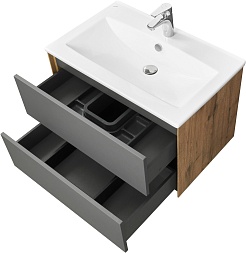 Акватон Мебель для ванной Сохо 75 подвесная дуб веллингтон/графит софт – фотография-4