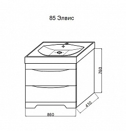Misty Тумба с раковиной Элвис 85 белая – фотография-3