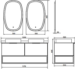 Comforty Тумба с раковиной Порто 120 2 подвесная дуб темно-коричневый/черный муар – фотография-12