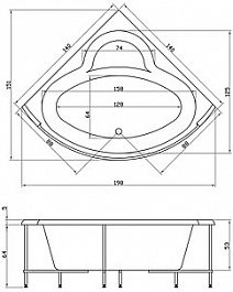 Aquatika Акриловая ванна Аквастандарт Эпюра Basic 140x140 cм – фотография-2