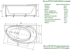 Aquatek Акриловая ванна Бетта 170x97 L с экраном – фотография-7