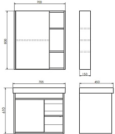 Comforty Мебель для ванной Вена 70 подвесная дуб дымчатый – фотография-14