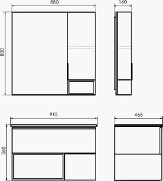 Comforty Мебель для ванной Франкфурт 90 90EMB подвесная бетон светлый/черная – фотография-18