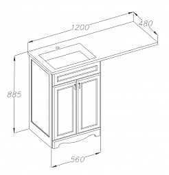 Opadiris Тумба с раковиной Клио 120 L слоновая кость – фотография-3