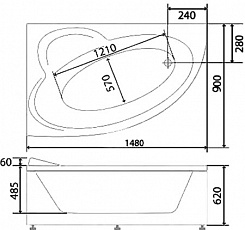 BellSan Акриловая ванна Грета 150x90 L с гидромассажем – фотография-4