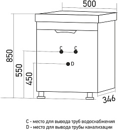 Mixline Тумба с раковиной Этьен 50 R белая – фотография-6