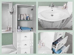 Водолей Мебель для ванной "Кармен 85" 2 двери, белая/серебро – фотография-3