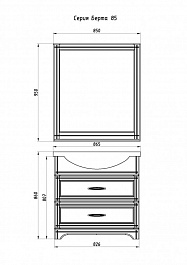 ASB-Woodline Мебель для ванной Берта 85, зеркало-шкаф, массив ясеня, белый/патина серебро – фотография-2