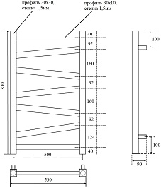 Point Полотенцесушитель электрический Феникс П7 500x800 PN15158E хром – фотография-5