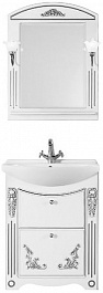Водолей Мебель для ванной "Кармен 75" 2 ящика, белая/серебро – фотография-1