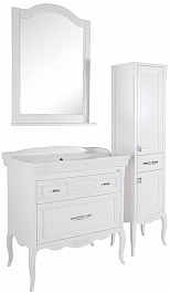 ASB-Woodline Мебель для ванной Модерн 85 белый (патина серебро) – фотография-2