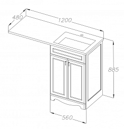 Opadiris Тумба с раковиной Клио 120 R слоновая кость – фотография-3