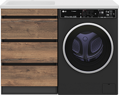 Misty Тумба с раковиной Коломбо 120 L под стиральную машину дуб галифакс/антрацит – фотография-1