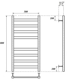 Point Полотенцесушитель водяной Меркурий П8 500x800 PN83158B черный – фотография-3