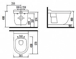 Creavit Унитаз подвесной Dream DR320 с биде – фотография-3