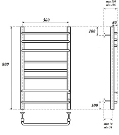 Point Полотенцесушитель электрический Сатурн П8 500x800 PN90858 хром – фотография-4