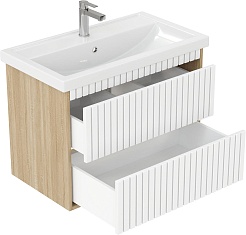 Onika Мебель для ванной Дайлер 80 подвесная белая/дуб сонома – фотография-10
