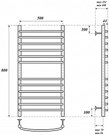 Point Полотенцесушитель водяной П12 500x800 PN05158S хром – фотография-3